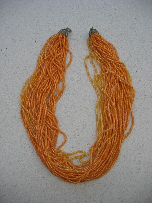 Kralen Ketting Orange/Oranje 32 Strengen * Puur Vintage, Sieraden, Tassen en Uiterlijk, Antieke sieraden, Ketting, Overige materialen