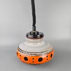 Vintage XL oranje  witte hanglamp gemaakt van keramiek Herda, Antiek en Kunst, Ophalen of Verzenden