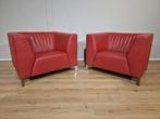 2x Montel Parker Fauteuils - Rood - Leder - Design -Topstaat, Voltastraat 21, Barneveld, 75 tot 100 cm, Ophalen of Verzenden, 75 tot 100 cm