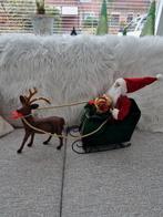 kerst arreslee kerstman met hert oud retro 49 cm lang, Diversen, Kerst, Ophalen of Verzenden, Gebruikt