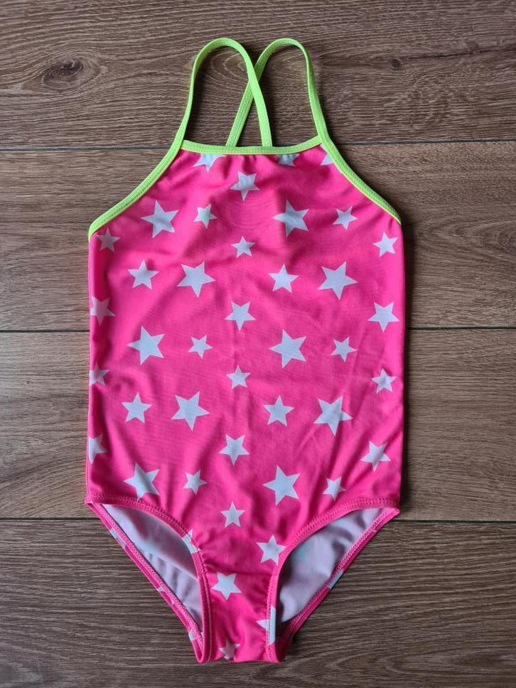 Hema badpak maat 122 /128 fel roze met sterren, Kinderen en Baby's, Kinderkleding | Maat 122, Gebruikt, Meisje, Sport- of Zwemkleding