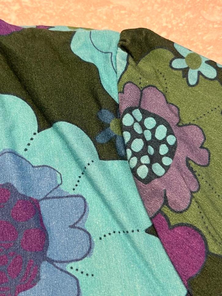 Tante Betsy jurk, maat XXL, blauw/groen/paars, Kleding | Dames, Jurken, Gedragen, Maat 46/48 (XL) of groter, Overige kleuren, Onder de knie