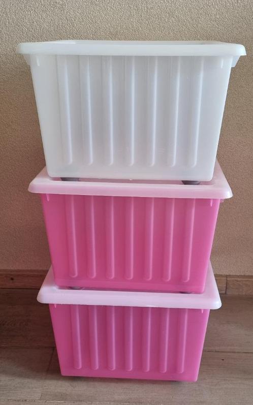 3 IKEA VESSLA opbergbakken met wieltjes met deksels, Doe-het-zelf en Verbouw, Kratten en Dozen, Nieuw, Bak of Kist, Minder dan 50 cm