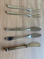Brocante verzilverde botermesjes, vorkjes en 5 delige set, Ophalen of Verzenden