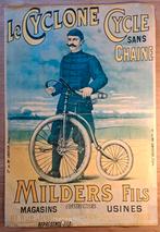 Vintage Affiche 'Le Cyclone Cycle sans Chaine, Milders Fils, Ophalen of Verzenden, Gebruikt, Reclamebord