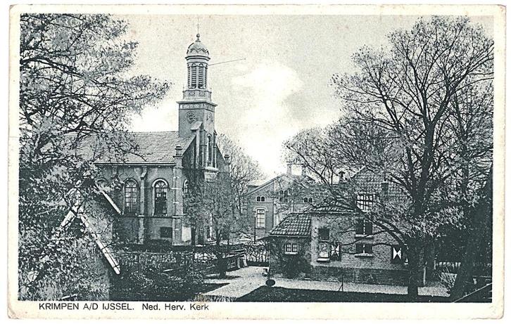 959318 Krimpen a d Ijssel Ned Herv Kerk ZH 1936 Gelopen met, Verzamelen, Ansichtkaarten | Nederland, Gelopen, Zuid-Holland, Ophalen of Verzenden
