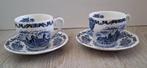 2 kop en schotels Enoch Wedgwood (Turnstall) blauw en wit, Ophalen of Verzenden
