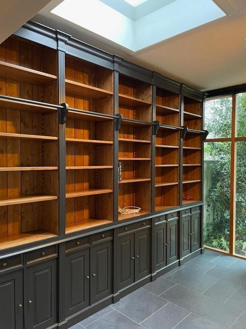 Maatwerk Boekenkast Massief Hout Bibliotheekkast Inndoors, Huis en Inrichting, Kasten | Wandmeubels, Nieuw, 200 cm of meer, 300 cm of meer