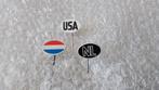 3 verschillende speldjes 2x Nederland 1x U.S.A, Ophalen of Verzenden, Zo goed als nieuw, Overige onderwerpen