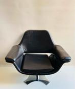 Zwarte lederen Hi Cove draaifauteuil Molteni & C, Huis en Inrichting, Ophalen, Italie, Gebruikt, Zwart