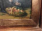 Klein olieverf schilderij – Kinderen met fruitmand, Antiek en Kunst, Kunst | Schilderijen | Klassiek, Ophalen of Verzenden