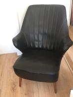 Vintage design stoel Artifort Theo Ruth (?) zwarte skai, Huis en Inrichting, Fauteuils, Ophalen, Hout, 50 tot 75 cm, Gebruikt