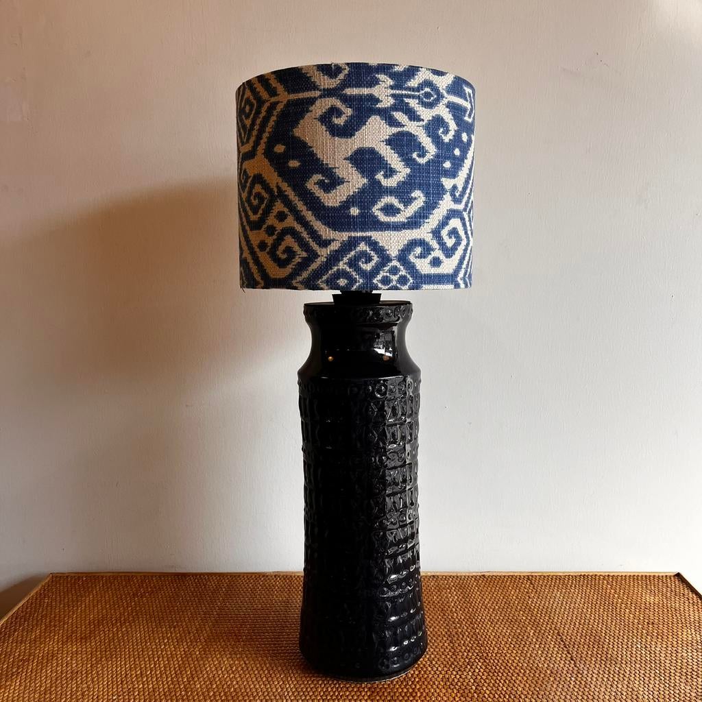 Diep blauwe keramiek lampvoet West Germany vintage, Ophalen, Vintage, X, X