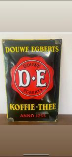 Net emaille bord koffie en thee Douwe Egberts, Ophalen, Gebruikt, Reclamebord