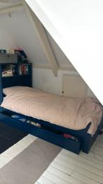 Eenpersoons bed 200 x 90 met ladekastje en bedlade, Gebruikt, 90 cm, Eenpersoons, Wit