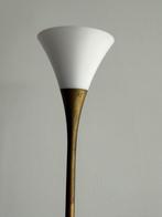Vloerlamp messing patine wit kapje, Ophalen, Zo goed als nieuw, Metaal, Modern