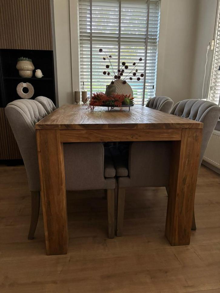 Tafel met stoelen, Huis en Inrichting, Complete eetkamers, Zo goed als nieuw, 4 tot 6 stoelen, Ophalen