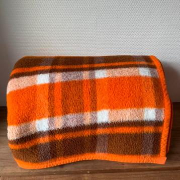Groot Warm en Dik Vintage Woondeken, Bruin Oranje Ruit, XL beschikbaar voor biedingen