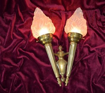 XXL Gouden Art-Deco / Art-Nouveau / Regency toortslamp  beschikbaar voor biedingen