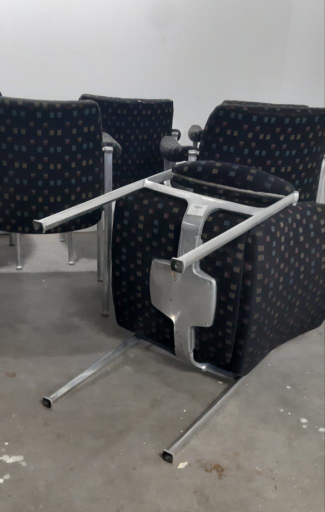 Set van zes Bauhaus stoelen, Miller Borgsen, 1960s, Huis en Inrichting, Stoelen, Gebruikt, Vijf, Zes of meer stoelen, Stof, Grijs