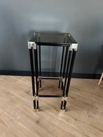 Vintage glazen metaal plantenstandaard bijzet tafel antiek, Huis en Inrichting, Tafels | Bijzettafels, Ophalen, Minder dan 55 cm