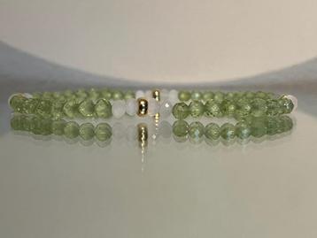 Edelsteen armband met peridoot en maansteen beschikbaar voor biedingen