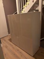 Witte kast met hoogglans deuren + nieuwe handgreep, Ophalen, Met plank(en), Gebruikt, 100 tot 150 cm