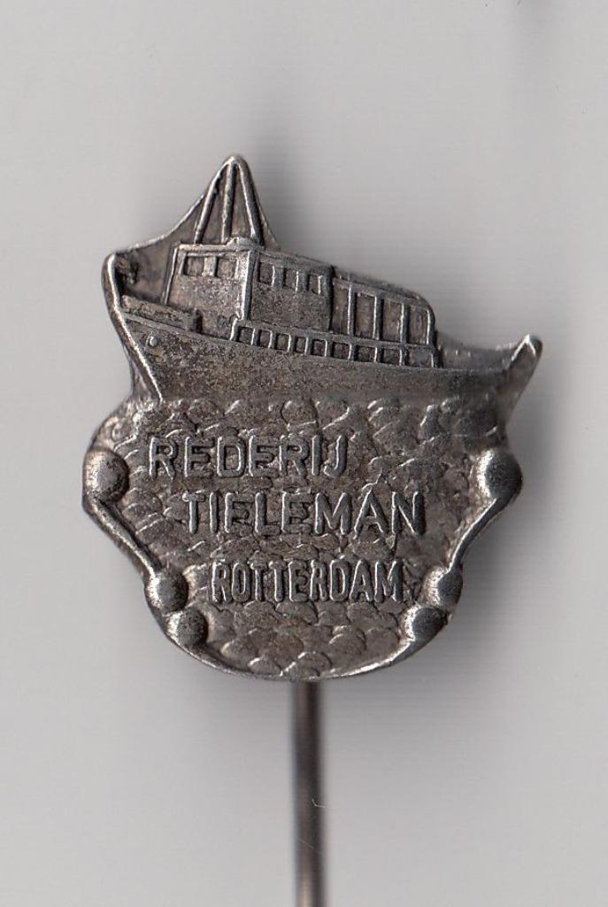 Scheepvaart Rederij Tieleman Rotterdam speldje, Verzamelen, Speldjes, Pins en Buttons, Gebruikt, Speldje of Pin, Overige onderwerpen