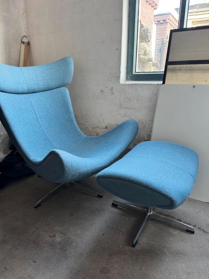 BoConcept emola Fauteuil met Voetenbank, Huis en Inrichting, Fauteuils, Gebruikt, Metaal, 75 tot 100 cm, Ophalen of Verzenden