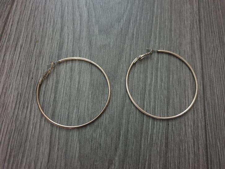 Zilverkleurige oorbellen/ grote creolen ~ LL0604, Sieraden, Tassen en Uiterlijk, Oorbellen, Gebruikt, Hangers, Overige materialen