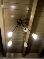 Plafondlamp net glazen kelkjes, Art deco, Ophalen of Verzenden, Zo goed als nieuw, Metaal