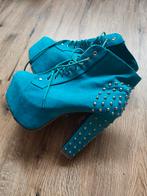 Turquoise enkellaarsjes met studs, maat 40, Ophalen of Verzenden, Zo goed als nieuw, Blauw