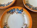 6 bordjes met blauwe vogeltjes, Antiek en Kunst, Ophalen of Verzenden