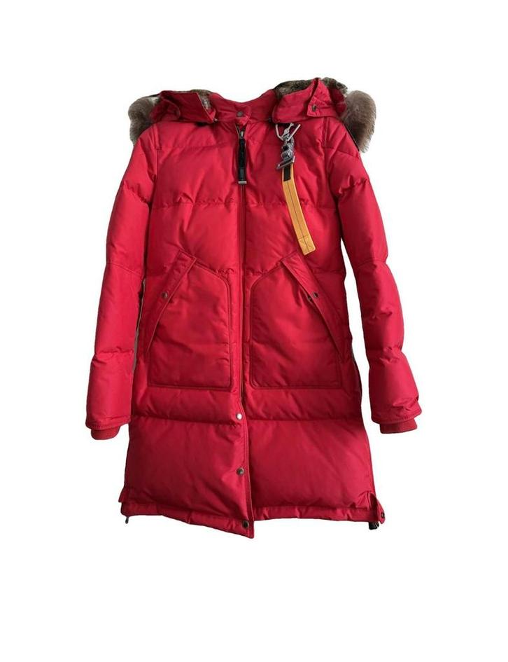 Parajumpers long bear jas met bont maat S, Kleding | Dames, Jassen | Winter, Zo goed als nieuw, Maat 36 (S), Rood, Ophalen of Verzenden