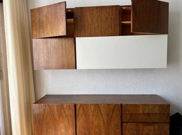 Zwevend wandkasten systeem Palissander Rosewood Japandi   beschikbaar voor biedingen