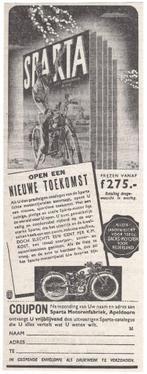 Reclame 1940 Sparta Motorenfabriek Apeldoorn Motor Catalogus, Verzamelen, Merken en Reclamevoorwerpen, Ophalen of Verzenden, Gebruikt