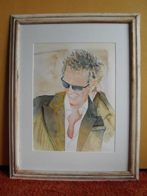 Schilderij Keith Richards – origineel aquarel, Huis en Inrichting, Woonaccessoires | Schilderijen, Tekeningen en Foto's, Zo goed als nieuw