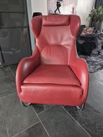 Rood leren Wittmann fauteuil Jolly met extra hoofdkussen, Ophalen, Zo goed als nieuw, 50 tot 75 cm, Leer