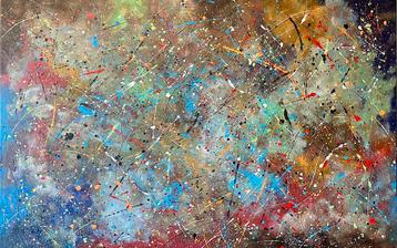 Valera- Kleurrijke abstract- Handgeschilderd- Uniek- XXL beschikbaar voor biedingen