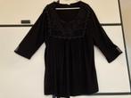 Tuniek shirt zwart viscose kant applicatie maat 50-52, Zwart, Maat 46/48 (XL) of groter, Ophalen of Verzenden, Lange mouw