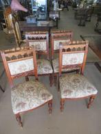Oer 11591 antieke set van 4 stoelen met mooie bekleding, Ophalen