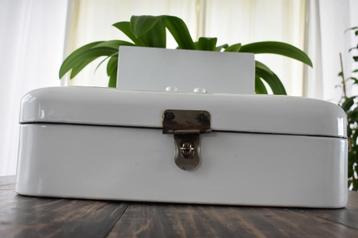 Emaille witte broodtrommel vintage retro beschikbaar voor biedingen