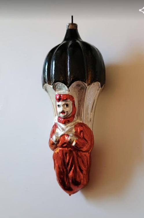 oude kerstbal parachutist, man met parachute, 11 cm, vintage, Antiek en Kunst, Curiosa en Brocante, Ophalen of Verzenden