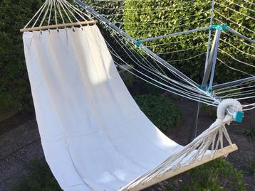 Hangmat katoen ecru 1 persoons nieuw met opbergzak beschikbaar voor biedingen