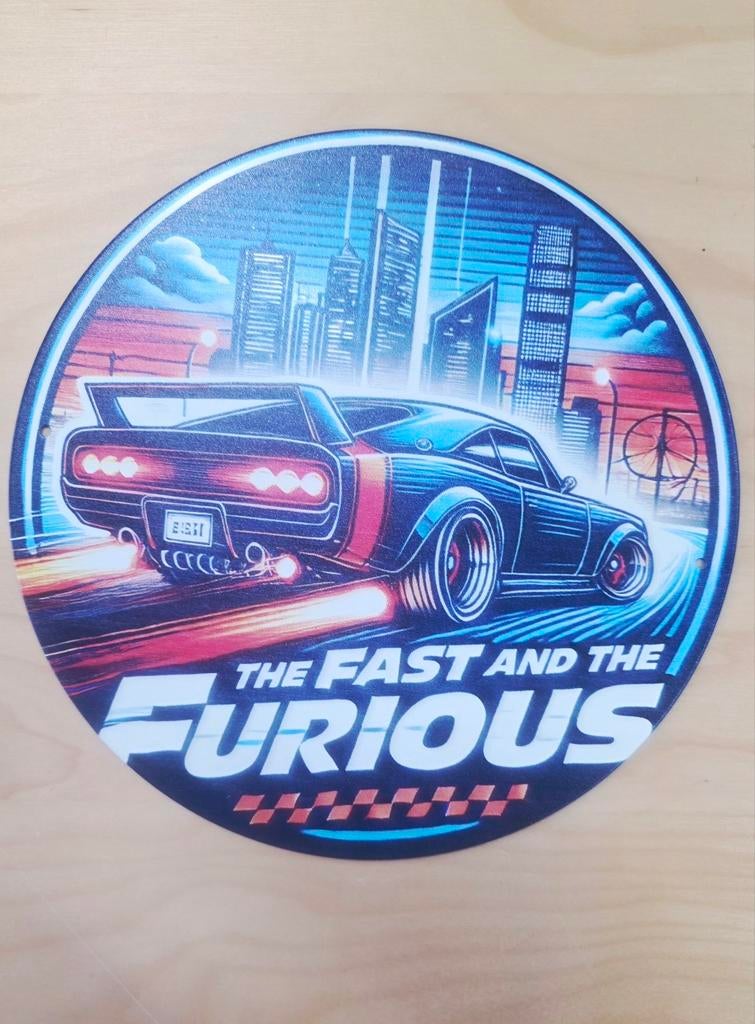 Metalen Bord Fast & Furious Dodge Charger - 20cm, Ophalen of Verzenden, Nieuw