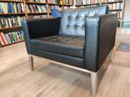 Zwarte kunstleren Fauteuil + bank (als set of los te koop), Ophalen, Kunststof, Gebruikt, Minder dan 75 cm