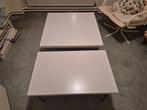 2 tafels met wit kunststof blad en metalen poten, Ophalen, Minder dan 45 cm, Kunststof, Vierkant