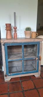 Kastje India sloophout met glazen deuren, Ophalen, Minder dan 50 cm, Glas, Vintage