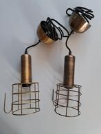2 messing looplampen met zwarte draad, Huis en Inrichting, Ophalen of Verzenden, Zo goed als nieuw, Metaal, Minder dan 50 cm