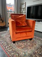 Oranje velvet fauteuil stoel, Ophalen, Minder dan 75 cm, Zo goed als nieuw, Stof